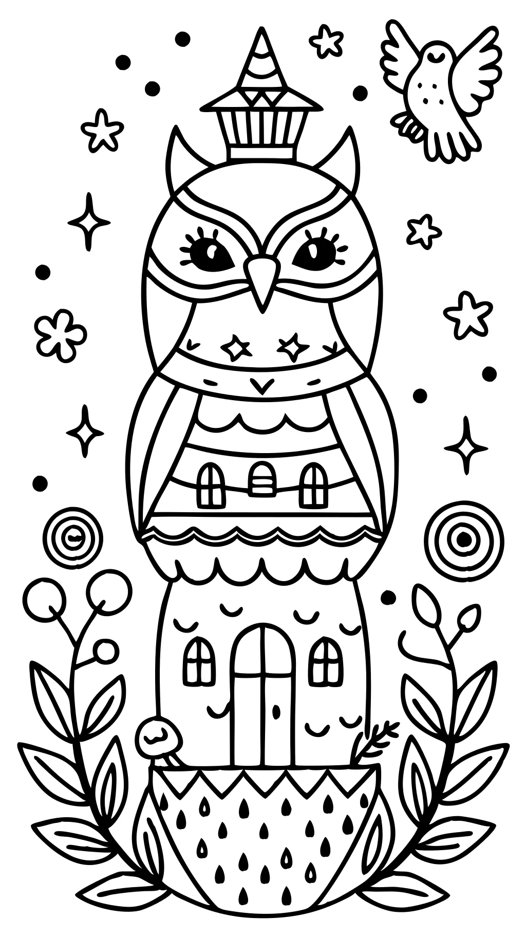 les pages à colorier de la maison de hibou